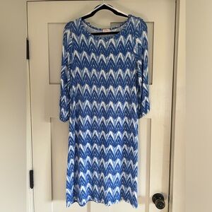 Pixley Blue and White Zig Zag Pattern Dress